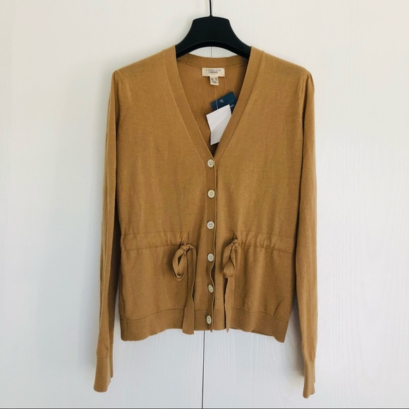 Beautiful tan color cardigan with self belt - Picture 6 of 9